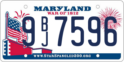 MD license plate 9BJ7596