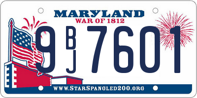MD license plate 9BJ7601