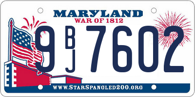 MD license plate 9BJ7602