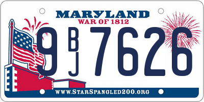 MD license plate 9BJ7626