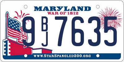 MD license plate 9BJ7635