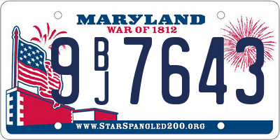 MD license plate 9BJ7643