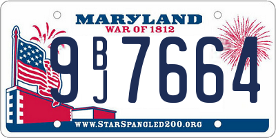 MD license plate 9BJ7664