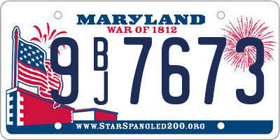 MD license plate 9BJ7673
