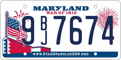 MD license plate 9BJ7674
