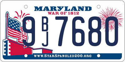 MD license plate 9BJ7680