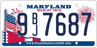 MD license plate 9BJ7687