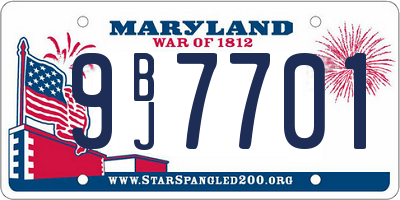 MD license plate 9BJ7701