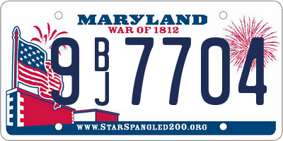 MD license plate 9BJ7704