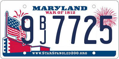 MD license plate 9BJ7725