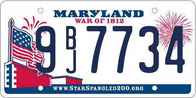 MD license plate 9BJ7734