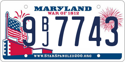 MD license plate 9BJ7743