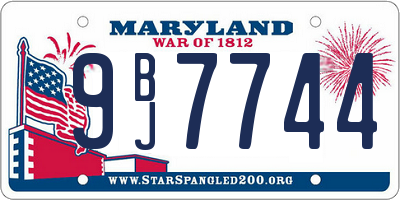 MD license plate 9BJ7744