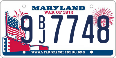 MD license plate 9BJ7748