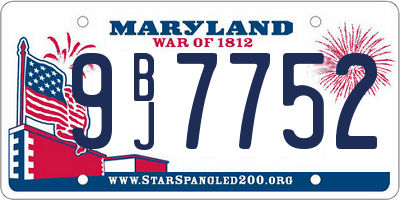 MD license plate 9BJ7752