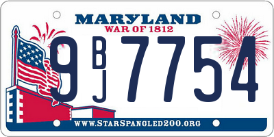 MD license plate 9BJ7754