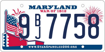 MD license plate 9BJ7758