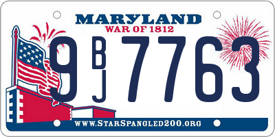 MD license plate 9BJ7763