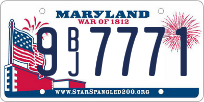 MD license plate 9BJ7771