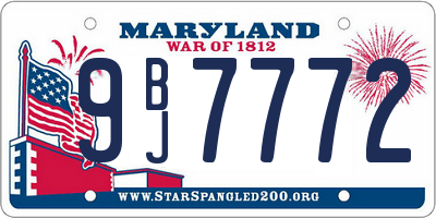 MD license plate 9BJ7772