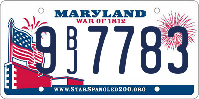 MD license plate 9BJ7783