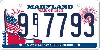 MD license plate 9BJ7793