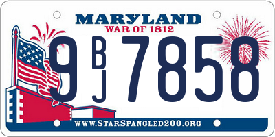 MD license plate 9BJ7858