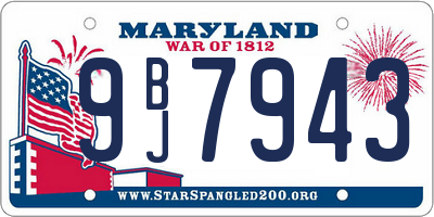 MD license plate 9BJ7943