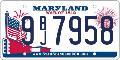 MD license plate 9BJ7958