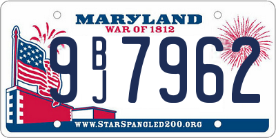 MD license plate 9BJ7962