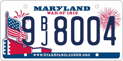 MD license plate 9BJ8004
