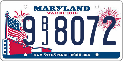 MD license plate 9BJ8072