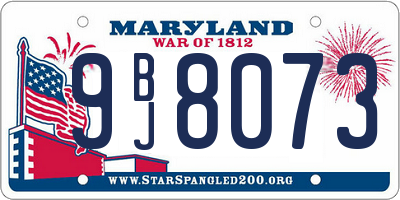 MD license plate 9BJ8073
