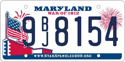 MD license plate 9BJ8154