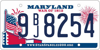 MD license plate 9BJ8254