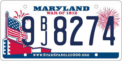 MD license plate 9BJ8274