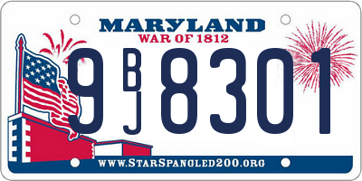 MD license plate 9BJ8301
