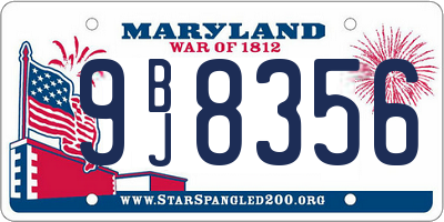 MD license plate 9BJ8356