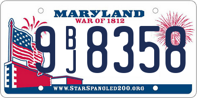 MD license plate 9BJ8358