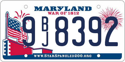 MD license plate 9BJ8392