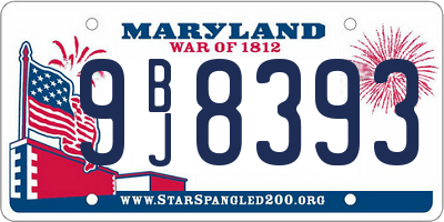 MD license plate 9BJ8393