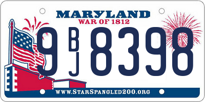 MD license plate 9BJ8398