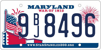 MD license plate 9BJ8496