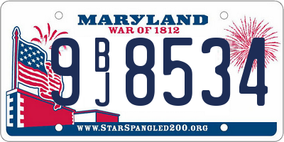 MD license plate 9BJ8534