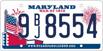 MD license plate 9BJ8554