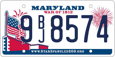 MD license plate 9BJ8574
