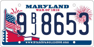 MD license plate 9BJ8653