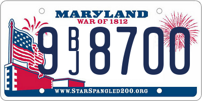 MD license plate 9BJ8700