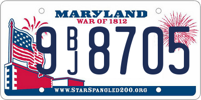 MD license plate 9BJ8705