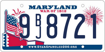 MD license plate 9BJ8721